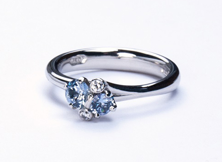 Platinum Spring Meadow ring set with Montana sapphires