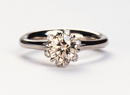 Fairtrade gold Summer Meadow ring set with a natural pale brown diamond