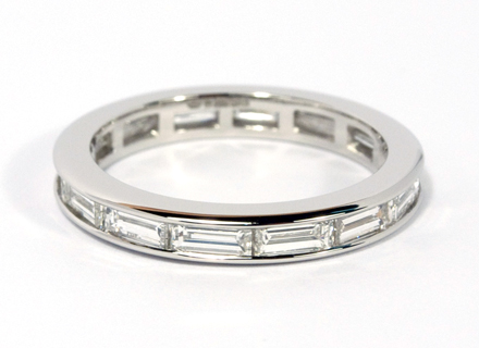 Platinum channel set eternity ring with Baguette cut diamonds