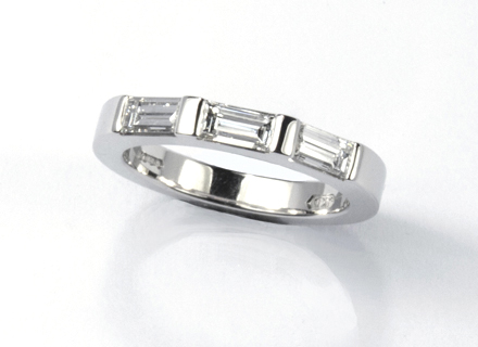 Platinum end-set eternity ring with Baguette cut diamonds