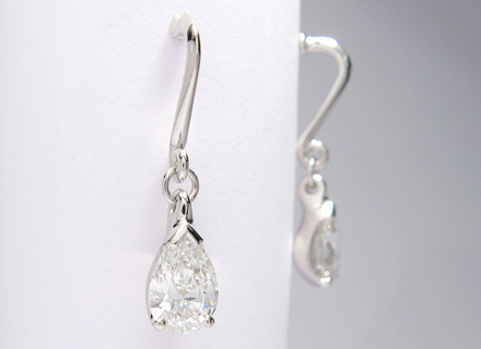 Pear cut diamond earrings in platinum