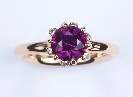Pink sapphire Summer meadow ring