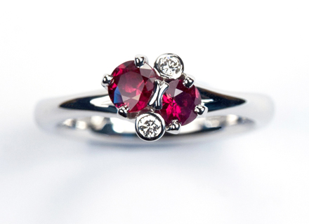 Spring Meadow ring with rubies and diamonds