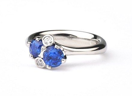 Platinum sapphire and diamond Spring Meadow ring